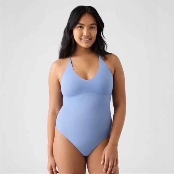 True & Co. Pants - True and Co. V neck bra lace racerback bodysuit L NWT